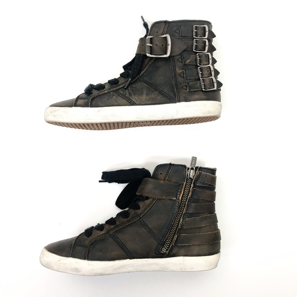 Frye Shoes - Frye Dylan Belted High Top Sneakers Rugged Leather
